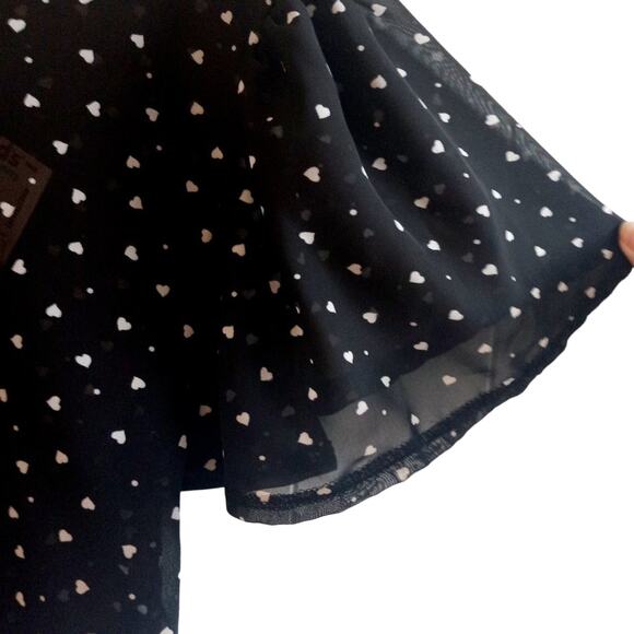 Elizabeth Sheer V-Neck Faux Button Up Top - Picture 3 of 8